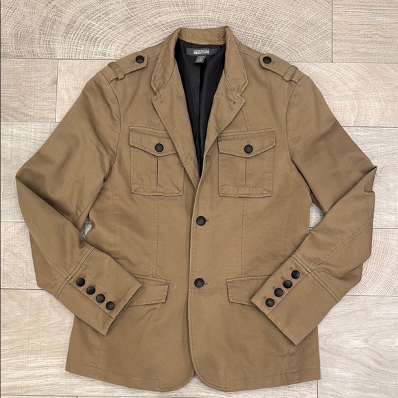 Men's Tan Military Style Jacket - Picture 1 of 5